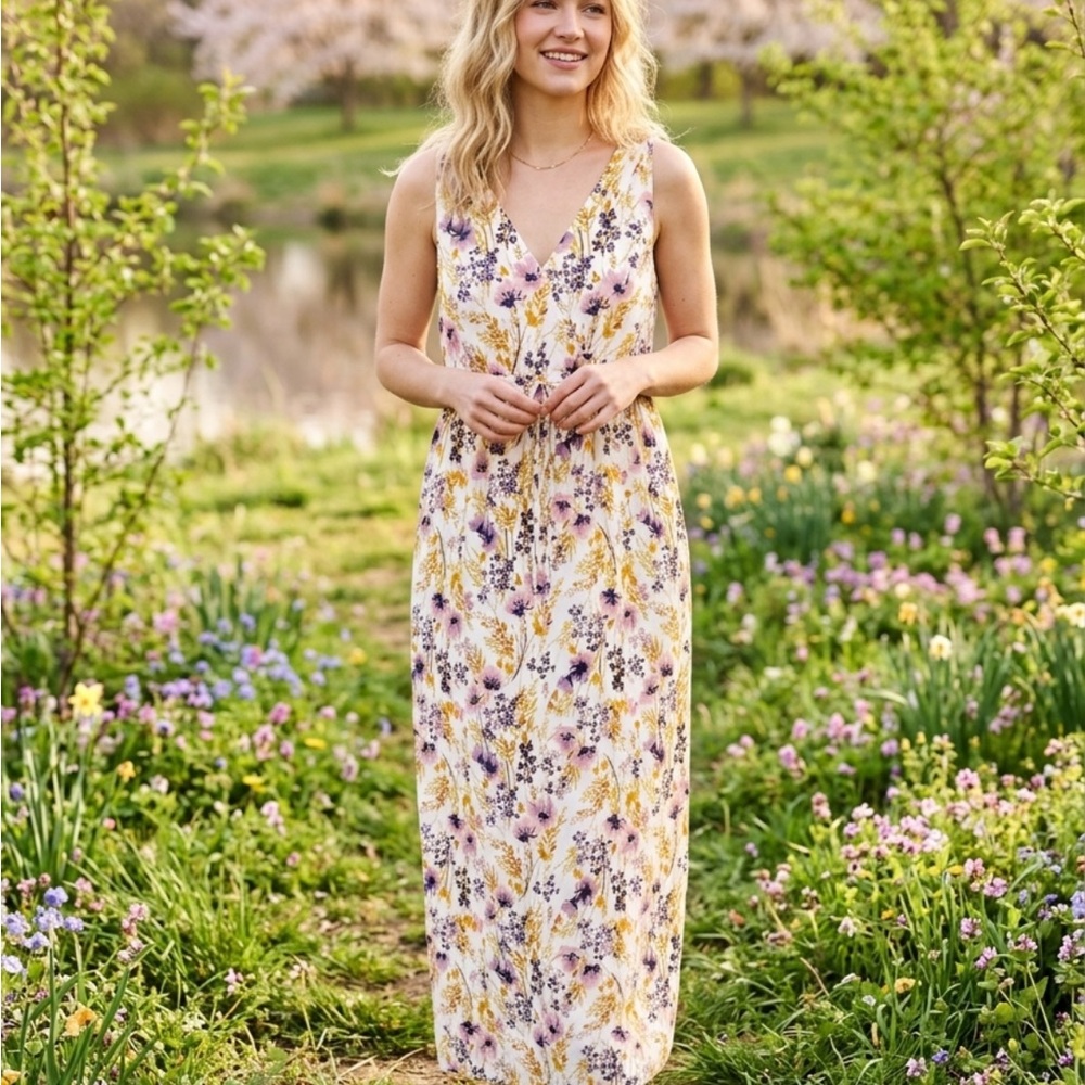 Floral V-Neck Maxi Dress (Maternity)
